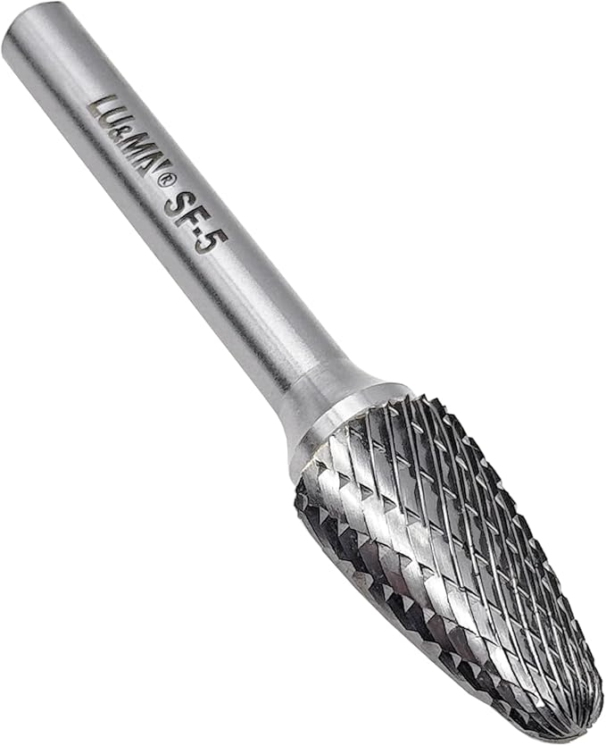 SF-5 Tungsten Carbide Burr Tree Shape Radius End Double Cut Rotary Burr File (1/2??Cutter Dia X 1?쒬utter Length) with 1/4'' Shank, by LU&MN