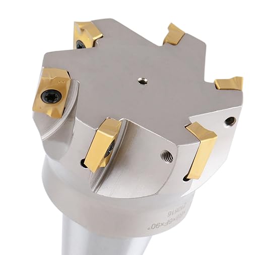 Accusize Industrial Tools 2-1/2'' Cutting Diameter by 6-1/8'' Oal 90 Degree R8 Shank Indexable End Mill with 6 Apkt1604 Carbide Inserts, 0028-6907