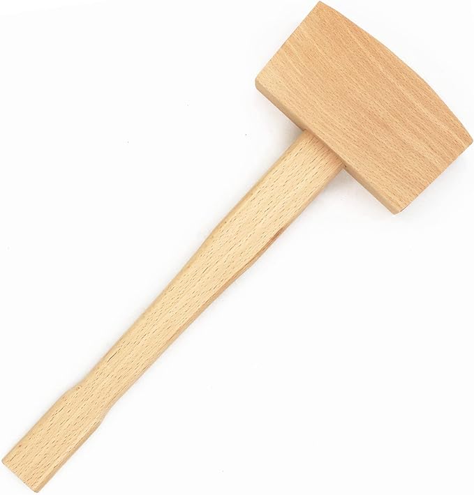 WEICHUAN Unfinished Beech Wood Mallet Ice Hammer Mallet - Solid Beechwood Damage-Free Striking Woodworking Carving Mallet Woodworking Hand Tool - 5 x 13.8"