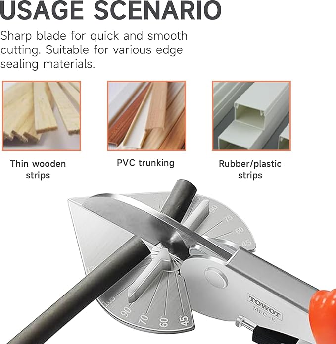 TOWOT Multi Angle Miter Shears, Angle Cutter Adjustable At 45 To 135 Degree With Safety Lock Miter Shears for Crafting, Plastic, PVC & Molding Trim, Angle Cutting Tool Including 2 Spare Blades