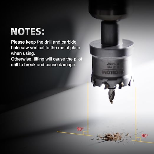 Mollom 6Pcs Hole Saw(13-29mm) TCT Carbide Tipped Hole Saw Kit for Hard Metal, Extra 2xTitanium & 1xStepped Pilot Drill bits and 2Pcs Hex Key for Stainless Steel, Iron,Aluminum,Alloy,Metal