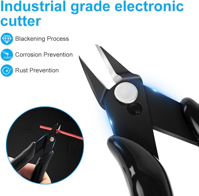 Ainiv Wire Cutters, 4PCS Spring-loaded Side Cutters Flush Cutters, Diagonal Cutters Precision Side Cutters, Diagonal Cutting Pliers in CRV Steel, Heavy Duty Cutting Pliers for Electrical, Homes