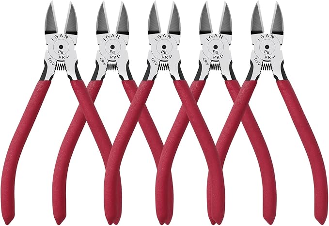 IGAN-P6 Wire Flush Cutters (Pack of 5), 6-inch Ultra Sharp and Powerful Side Cutter Clippers, Ideal Wire Snips for Handmade and Any Clean Cut Needs