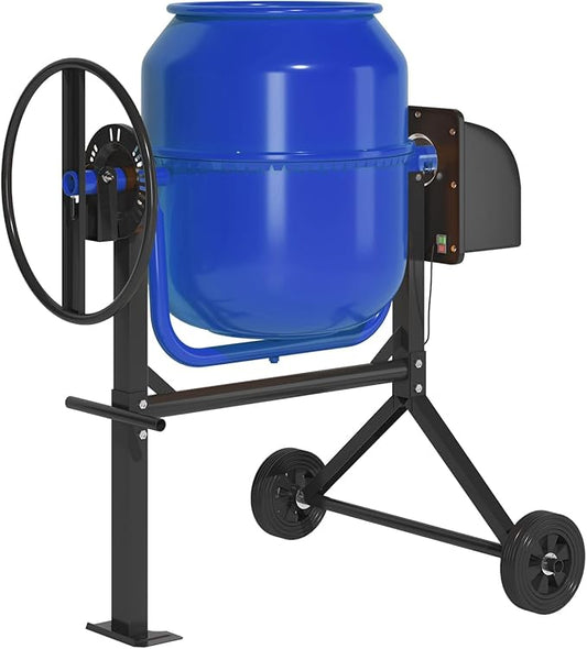 5.5 Cu.Ft. Concrete Mixer, Heavy Duty Portable Concrete Mixer with Wheel & Stand, Electric Cement Mixer Machine with 140L Drum, 120V Motor for Concrete, Mortar,Seeds, and Feed,Blue.