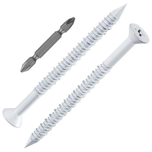 WenSilon(30 PCS) 3/16" x3-1/4 White Concrete Screw Anchor White Flat Head for Anchoring to Masonry, Block or Brick Stucco