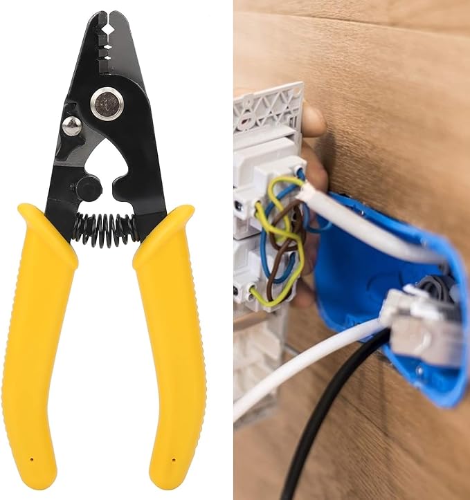 Elfcam짰 - Ergonomic 3-cut, 3-in-1 wire stripping pliers for singlemode and multimode fiber optics from 125關m to 250關m (CS-02)