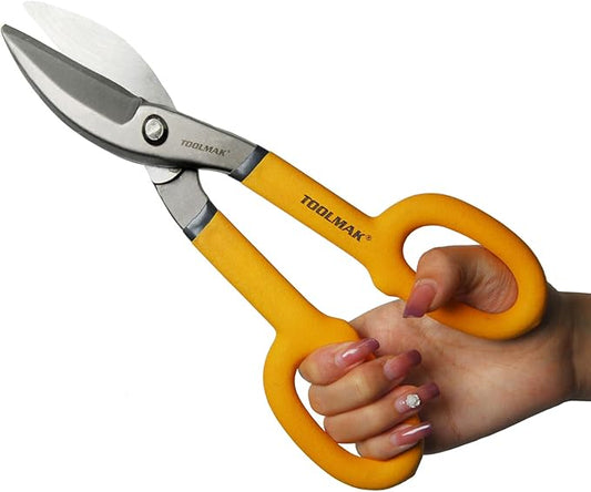 Tin Snips 10 Inch Straight Pattern Tinners Snips with Comfort Grip Sheet Metal Cutting Shears Heavy Duty