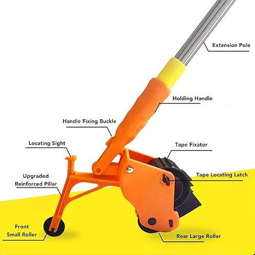 Jectse Floor Tape Applicator, Manual Pushing Tape Marking Machine with Roller and Scoring Wheel, PVC PE EVA Tapes Cutter, for Home Renovations, Office Setups, Warehouse Organization