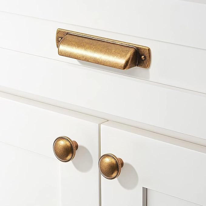 khtumeware 10 Pack Vintage Antique Brass Large Cabinet Knobs 1-3/4 Inch(44mm) Heavy Duty Zinc Knobs Kitchen Drawer Pulls Door Dresser Drawer Handles Knobs for Dresser Drawers