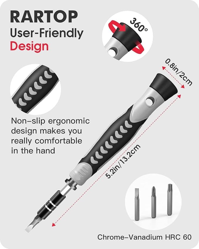 Screwdriver Set ??Precision Screwdriver Bit Sets 130 in 1, Mini Hex Phillips Torx Slotted Screwdriver Bit Set with Tool Box, Ideal for Electronics, Laptop, iPhone, Jewelers and More(130-IN-Red)