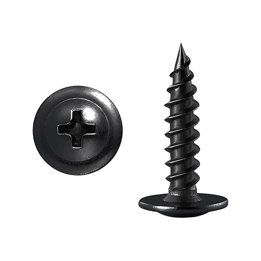 (200 pcs) Wensilon #10횞1" Black Phillips Truss Head Wood Screws Quick Metal Self Tapping
