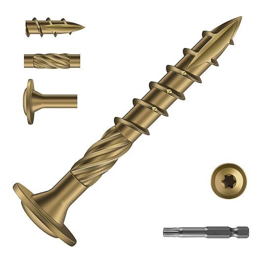 #14 x 2 Inch Lag Screws (57Pcs) 1lb. Structural Wood Screw, Bronze, Carbon Steel, Washer Head, Rust Resistant epoxy Coated, T30 Star Bit