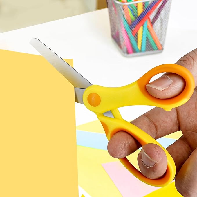 Kids Scissors,Safety Scissors for Kids,Soft Comfort-Grip Handles Blunt-Tip School Student Scissor,Great for DIY Arts Home Classroom,Childrens Scissor age 5-8 6-8,4 Pack