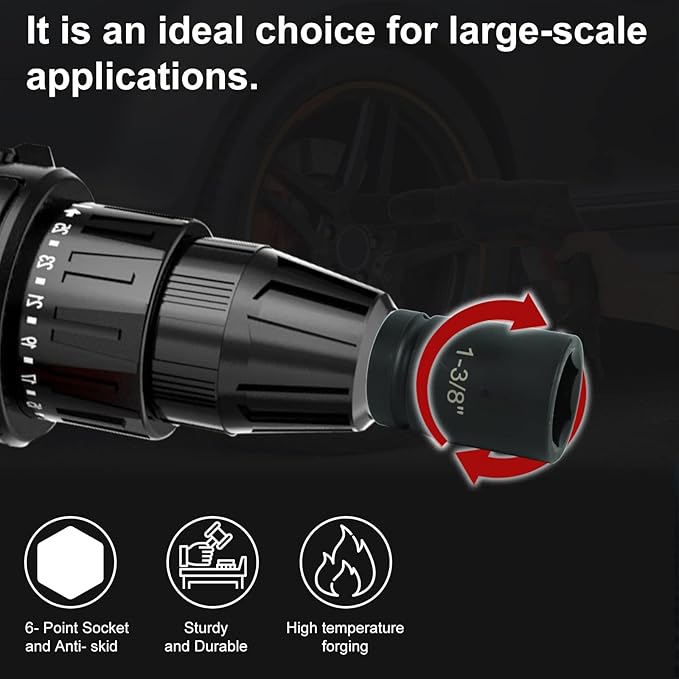 1 Inch Drive Deep Impact Socket Set, Cr-Mo 6-Point (1-Inch - 2-Inch) 9pc Impact Socket Set with Heavy Duty Storage Case
