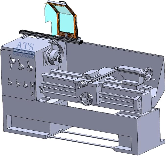Lathe Safety Guard. 12" Wide Hinged. Fits machines with up to 12" Chuck Diameters. Standard Model, NO Interlock. Part # LG-TR3-12 by ATS MACHINE SAFETY SOLUTIONS