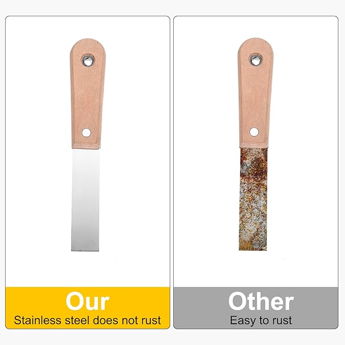 uxcell 4pcs Putty Knife Set 1/2/3/4 Inch Carbon Steel Paint Scraper Flexible Drywall Repair Mud Knife for Removing Cement Wallpaper Mud Adhesive Taping