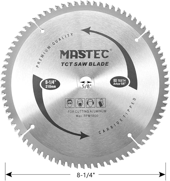 8-1/4 Inch 80 Tooth TCG for Aluminum and Non Ferrous Metals Cutting with 5/8-Inch DMK Arbor