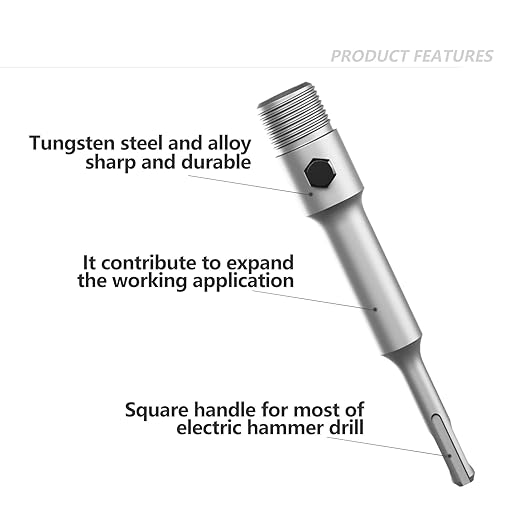 GSTK 160mm 6-9/32" Upgraded SDS Plus Shank Concrete Hole Saw Connecting Rod for Cement Brick Wall Handle
