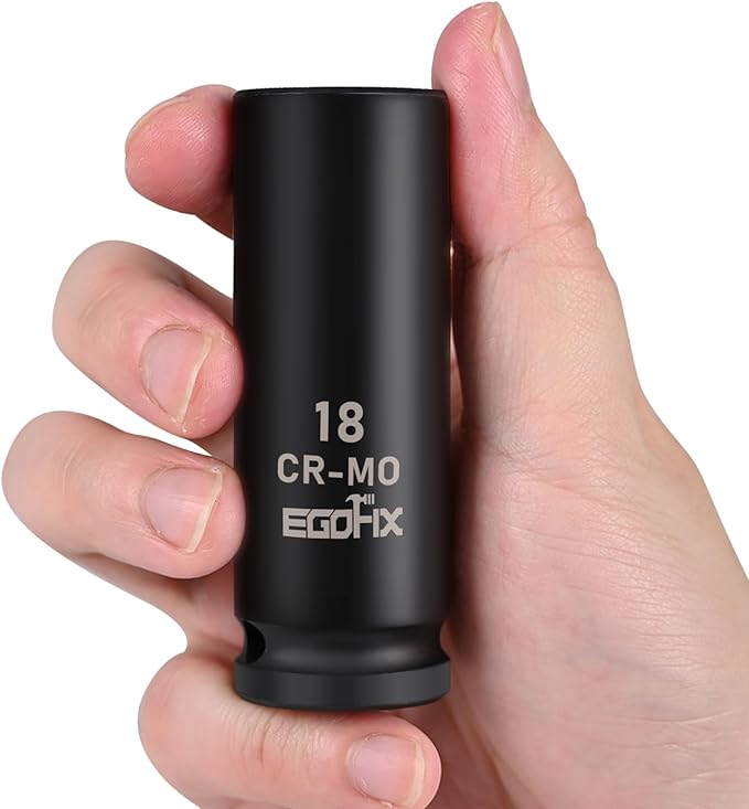 1/2" Drive Deep Impact Socket, 18mm Socket, CR-MO, Metric, 6 Point