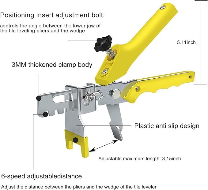 Tile Leveling system Plier Hand Floor Pliers Tiling Installation Locator Leveling System for DIY Ceramic Stone Wall Tile Spacers Adjustment yellow