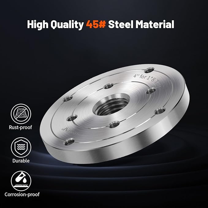 4" Steel Wood Lathe Faceplate,Faceplate for Wood Lathe,Lathe Face Plate Fit for 1" x 8TPI Spindle without Screwchuck