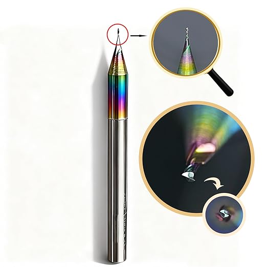 Tools DLC Series Carbide Square End Mill, Diamond-Like Coating, End Mill for Aluminum, Copper, Magnesium Alloys, High Silicon Aluminum, Composite Materials,2 Flute,1/8 Shank(.0156(1/64)", 5pcs)