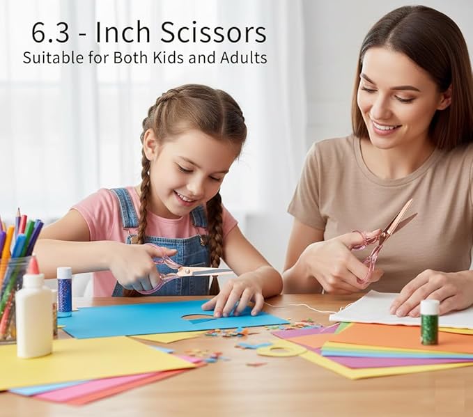 6.3??Small All-purpose Scissors, Stainless Steel Blade with Purple Acrylic Handle, Craft-Shears for Kids & Adult, Perfect for School, Home, Office Desk, Tijeras