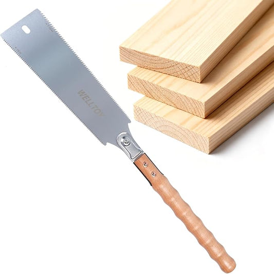 Japanese Pull Saw of Double Edge,10 Inch Hand Saw of 6-10/18 TPI Gradient Teeth, SK5 Flexible Replaceable Blades,with Non-Slip Bamboo Knot wooden Handle,Woodworking Tool for Hardwood & Softwood.