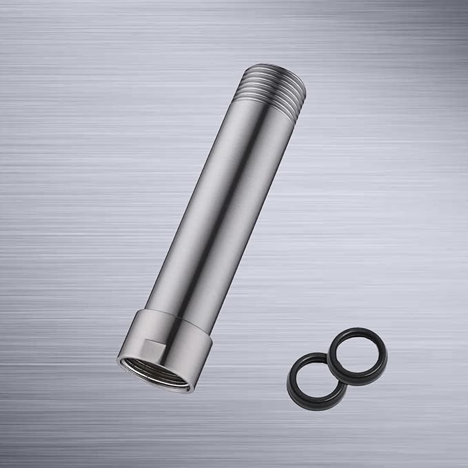 Shower Head Extension Arm, 4 Inches Shower Arm Extender for Rain and Handheld Shower Head, Solid Stainless Steel Straight Bathroom Extension Arm,Female to Male NPT 1/2 Inch, Brushed Nickel