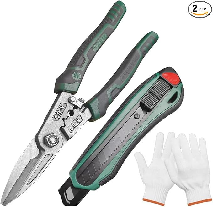 Heavy Duty Scissors, 8.5'' Multi-Functional Scissors, Comfortable Non-Slip Handle, Sharp Serrated Edge, Industrial Shears for Metal Sheets, Wires, Leather, Plastic, Hemp Rope