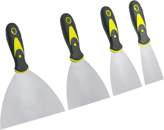 Putty Knife Set, 4 PCS (2,3,4,6 inch) Spackle Putty Knives, Metal Scrapers, Putty Scrapers for Drywall, Putty, Decals, Wallpaper, Baking, Patching and Painting