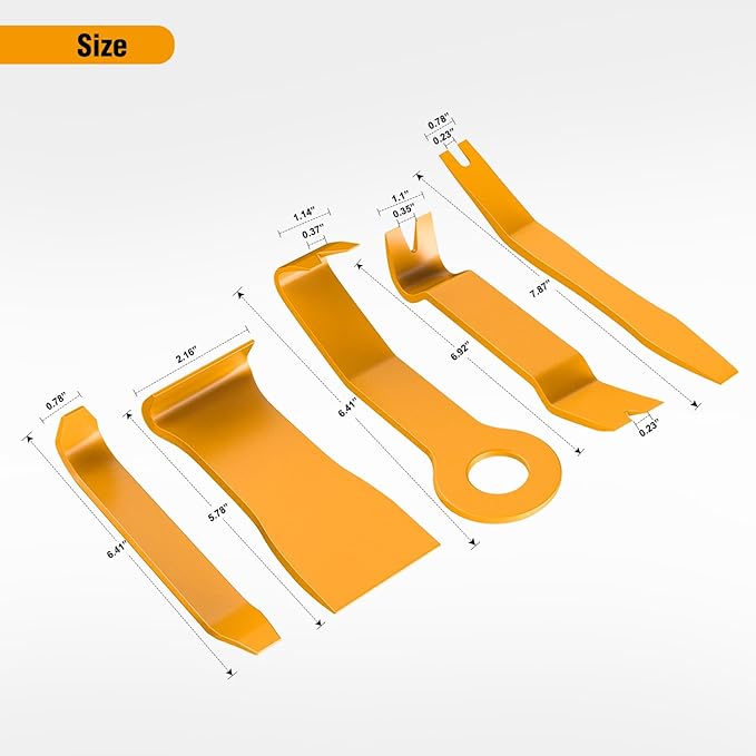 GOOACC 5PCS Auto Trim Removal Tool Kit No-Scratch Tool Kit for Car Audio Dash Window Molding Fastener Remover Tool Kit-Yellow