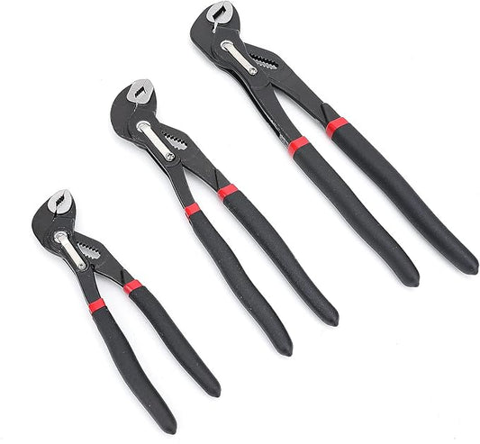Amazon Basics 3-Piece Quick Release Groove Joint Pliers Set, Drop Forged Chrome Vanadium Steel, Includes 7-inch,10-inch, and 12-inch, Black