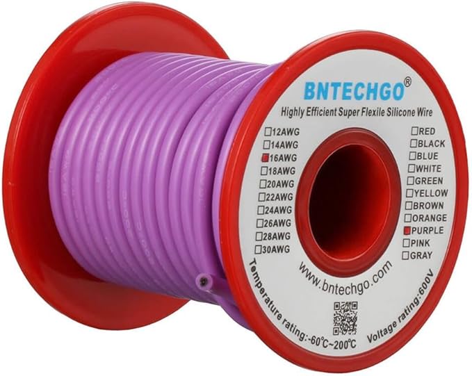 BNTECHGO 16 Gauge Silicone Wire Spool 50 ft Purple Flexible 16 AWG Stranded Tinned Copper Wire