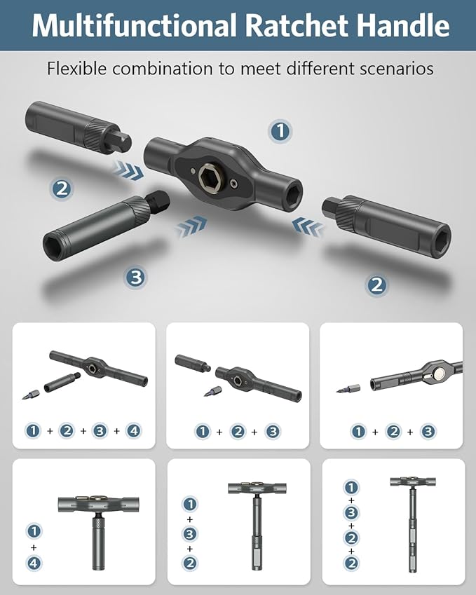 Upgraded 42 in 1 Magnetic Screwdriver Set, Ankilo DIY Ratchet Screwdriver Set Magnetic with 40 PCS Bits, Precision Repair Tool Kit for Tools Furniture Computer Bicycle Black for Christmas Gifts