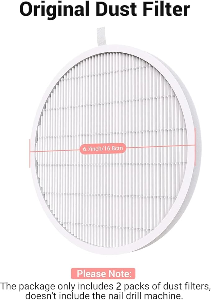 MelodySusie Nail Dust Collector with Reusable Filter, Powerful Nail Vacuum Fan Vent Dust Collector Extractor Electric Dust Suction Machine for Acrylic Gel Nail Polishing, Nail Salon (4 Pack Filter)