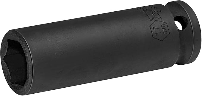 Jetech 1/2-Inch Drive 17mm Deep Impact Socket with 6-Point Design, Heat-Treated Chrome Molybdenum Alloy Steel, Metric