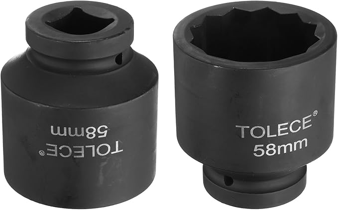uxcell 1" Drive 58mm 12-Point Impact Socket, CR-MO Steel 80mm Length, Standard Metric Sizes