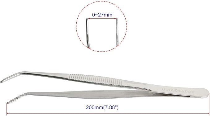 Aoje-Link 304 Stainless Steel Tweezers with Curved Serrated Tip Sewing Machine Electronic Repair Tweezers Pliers Multi-Purpose Tweezers Tool Pliers Silver 3pcs