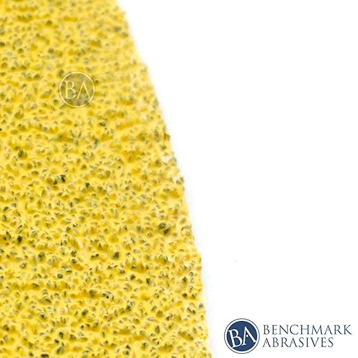 Benchmark Abrasives 5 Inch Sanding Discs Hook and Loop, Aluminum Oxide Stearated Gold 5 Holes Adhesive Sandpaper for Surface Blending, Automotive - Orbital Sander Sandpaper (50 Discs), 150 Grit
