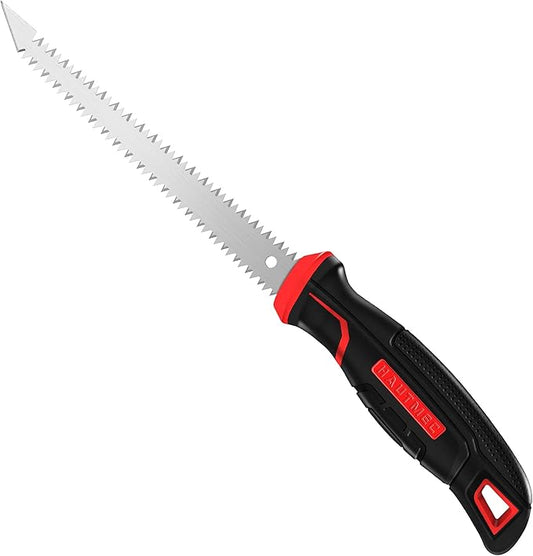 HAUTMEC 6-Inch Drywall Jab Saw with Soft Grip Handle and Sharp Tip, Double Edge Hand Saw for Wallboard, Drywall, Plywood, Plastic Cutting, Trimming, Gardening and Pruning, HT0028-SA