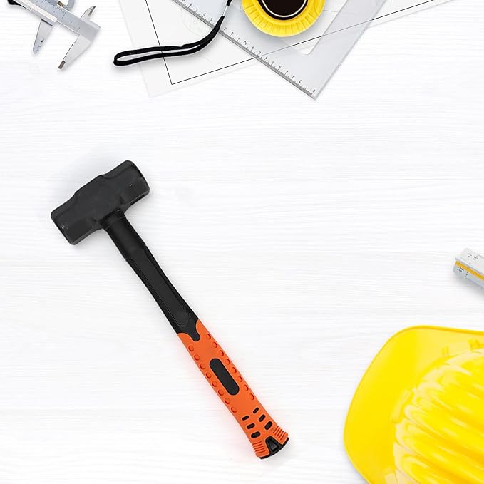 MANCHAP 2 PCS 14 Inch 3lbs Sledge Hammer with Fiberglass Handle, Drilling Crack Hammer, Club Hammer Tool for Demolition, Construction, Renovation, Orange