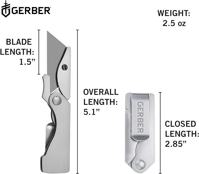 Gerber Gear EAB Pocket Razor Knife with Money Clip - EDC Gear Folding Stainless Steel Utility Knife with Box Cutter Blade for Everyday Carry