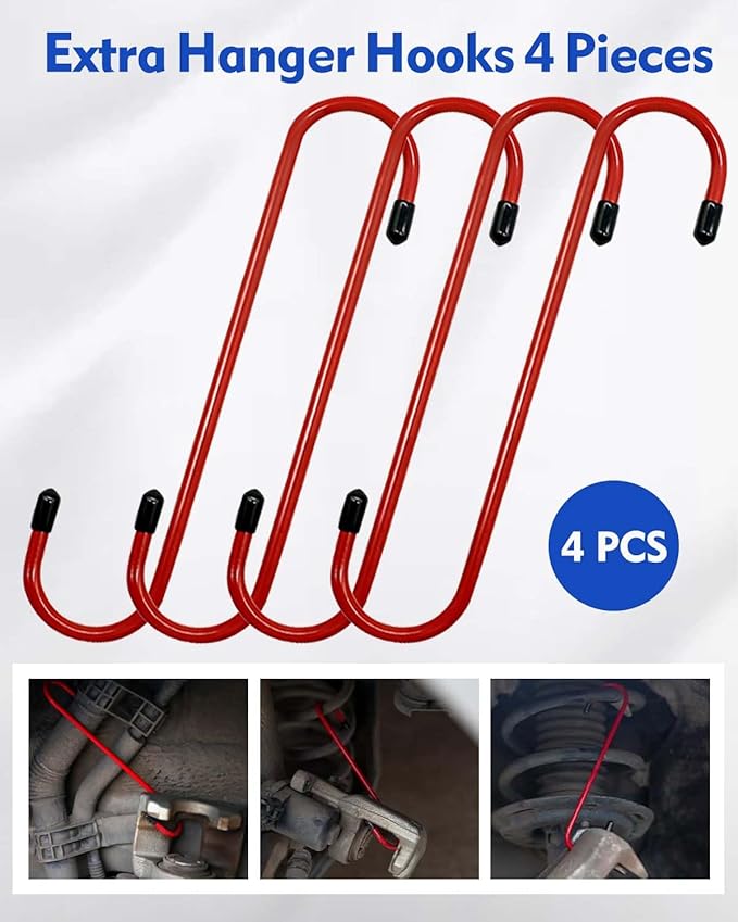 Upgraded Brake Caliper Compression Tool 4 in 1 Universal Caliper Piston Compressor Tool with 4 Brake Caliper Hangers Brake Pad Spreader Tool with 360째Swing Ratchets for Car Brake Repair Blue