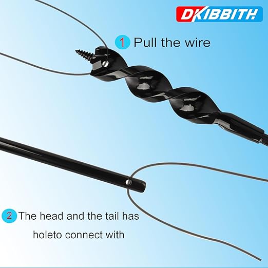 DKIBBITH Flexible Installer Drill Bit for Pulling Wires Through Walls Ceilings and Sidewalks,36-Inch Long, 1/2-Inch Auger with a Fish Eye Hole and Screw Point, 3/16" 3-Flat Anti-Slip Shank.