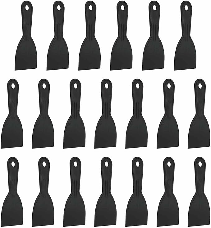 HARFINGTON 20pcs Putty Knife Scraper 3" Width Flexible Plastic Putty Knife Paint Scraper Tool for Taping Drywall Spreading Painting Wall Scratching Black