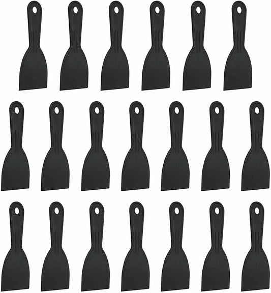 HARFINGTON 20pcs Putty Knife Scraper 3" Width Flexible Plastic Putty Knife Paint Scraper Tool for Taping Drywall Spreading Painting Wall Scratching Black