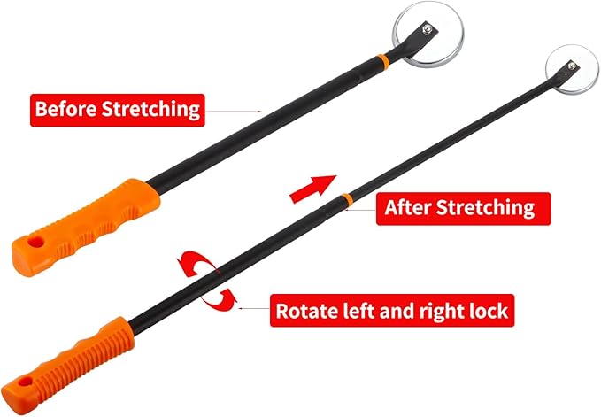 Magnetic Pick up Sweeper Tool - Set of 3 - Telescoping Magnet Stick Tool 40",31" and Flexible Magnetic Pick Up Tool 22", for Hard-to-Reach, Mechanic, Home, Automotive