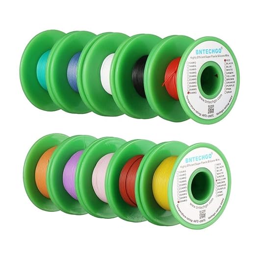BNTECHGO 30 Gauge Silicone Wire Kit 10 Color Each 50 ft Flexible 30 AWG Stranded Tinned Copper Wire