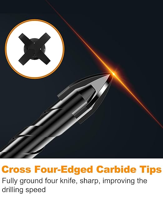 Masonry Drill Bit Set 3/16" (10PCS) - Cement Drill Bit, Professional Concrete Drill Bit Set for Glass/Brick/Cement/Tile/Etc, Industrial Strength Carbide Cross Drill Bit Tip, by TITGGI